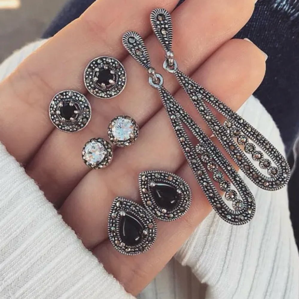 4 Pairs/Set Women Vintage Bohemia Earrings for Women Jewelry Crystal Earrings